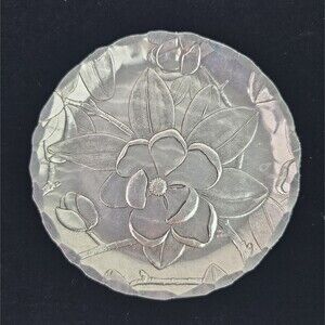 Wendell August Forge Aluminum Magnolia Flower Trinket Dish Hand Hammered 4.5 in